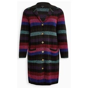 Torrid Women Multicolor Knit Notched Collar Cardigan Sweater Plus Size 3X 22-24